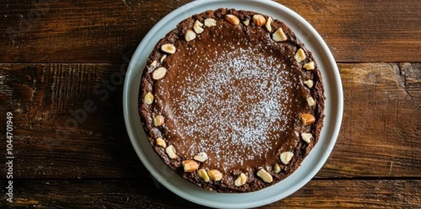 Fototapeta Topped with nuts and a fine dusting of sugar, this crunchy delight is a perfect treat for any occasion.