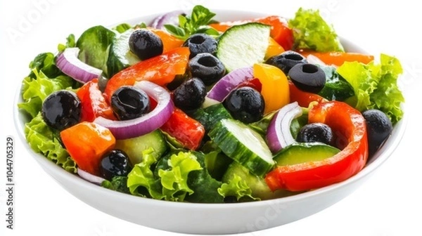 Fototapeta Fresh Salad with Vegetables on a Minimalist Background