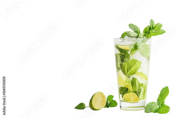 Fototapeta mojito cocktail isolated on isolated transparent background