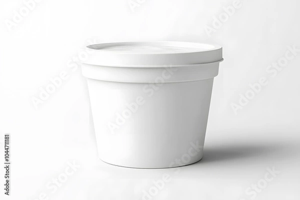 Fototapeta Ice cream, yogurt bucket realistic blank mockup of food container empty for branding. 