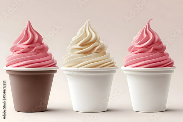 Fototapeta Frozen yogurt or soft serve ice cream packaging mock up isolated on light background