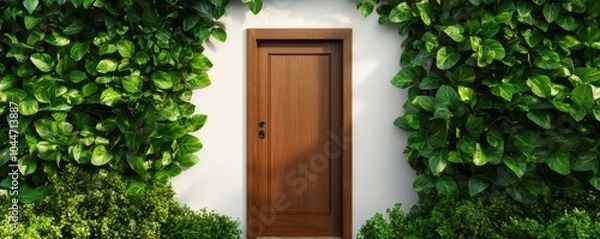 Obraz Cozy garden cottage nook bathed in sunlight, surrounded by lush greenery for a tranquil escape.