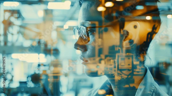 Fototapeta A Thoughtful Production Supervisor Reflects on Operations Amidst a Vibrant Industrial Backdrop, Blending Clarity With the Pulse of Machinery