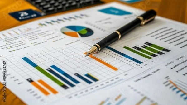 Fototapeta Business Data Analysis with Graphs and Charts