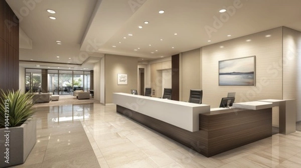 Fototapeta Modern Office with Clean Lines and Professional Staging