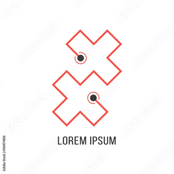 Obraz abstract red cross icon