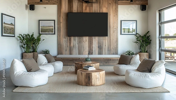Fototapeta Modern Farmhouse Meeting Lounge Rustic and Stylish