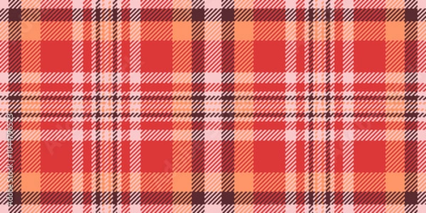 Fototapeta Girly texture fabric tartan, scratch background seamless textile. Graceful plaid vector pattern check in red and light colors.