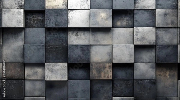 Obraz 
Steel pattern Geometric square block Wall art design Modern building texture