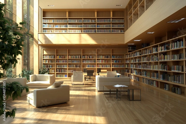 Fototapeta Modern Library Workspace Modern Work Environments