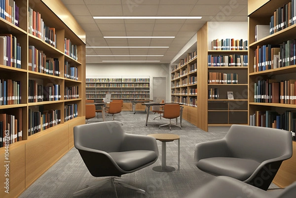 Fototapeta Modern Library Workspace Modern Work Environments