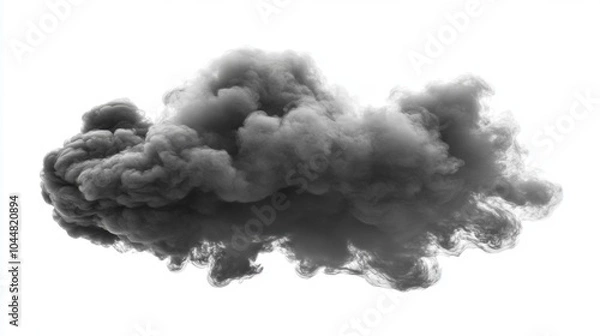 Fototapeta Black Smoke Cloud Isolated on White Background   Abstract Design Element