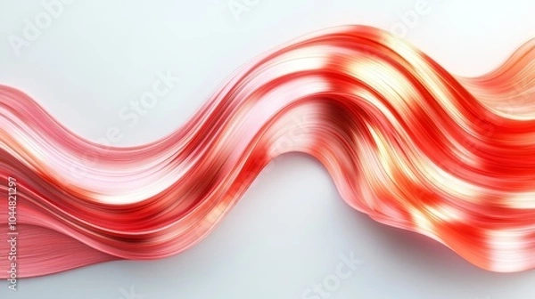 Obraz Abstract Red and White Wave  Swirling Fluid  Dynamic Flow  3D Render