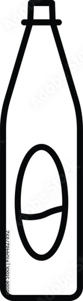 Obraz Bottle Vector with Black Line. Free Bottle Drawing