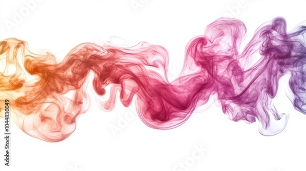 Fototapeta Abstract Colorful Smoke Stream on White Background