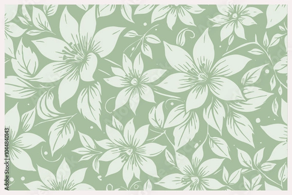 Fototapeta Botanical background. Abstract plant shapes. Minimalist illustration for printing on wall decorations.