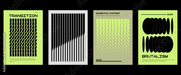 Fototapeta Posters with silhouette minimalistic basic figures, extraordinary graphic assets of geometrical shapes transition style. Modern minimalistic print.