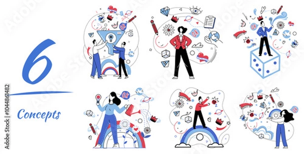 Fototapeta Thinking vector illustration. In theater contemplation, intelligence is lead actor, delivering captivating performance in play creative thinking Brainstorming is canvas, where brushstrokes thoughtful