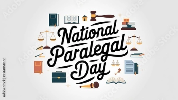 Obraz National Paralegal Day lettering, party greeting card, calligraphy poster, generative AI	
