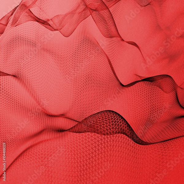 Obraz Abstract red background, wave, net - computer generated picture