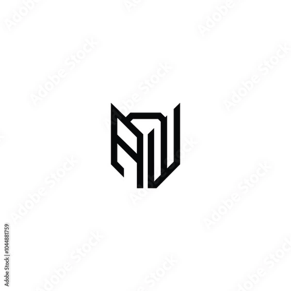 Fototapeta AW monogram logo design letter text name symbol monochrome logotype alphabet character simple logo
