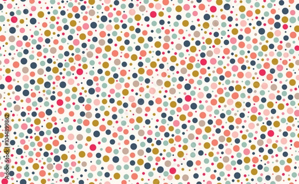 Fototapeta Funny Retro Groovy Valentines Day seamless pattern with polka dot in trendy 70s retro  style. Valentine background of cartoon character. 70s -90s lovely elements. Vector illustration.	