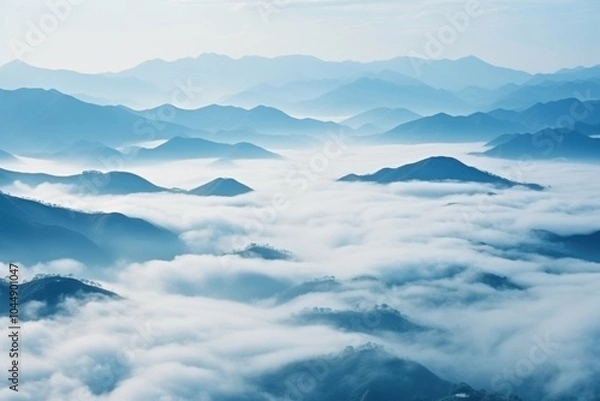 Obraz Mountain landscape fog outdoors nature.