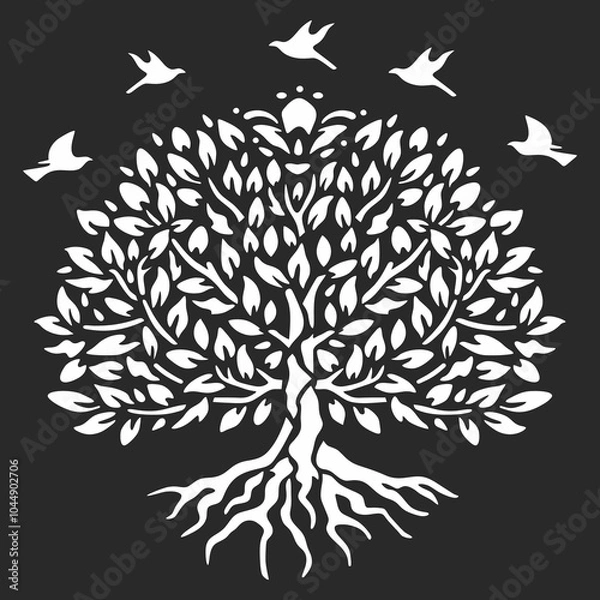 Obraz Harmony Tree with Flying Birds
