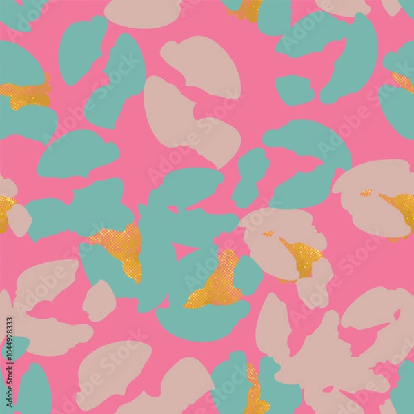 Fototapeta Pink seamless pattern, background, wallpaper with different shapes. Abstract modern trendy style. Hand drawn contemporary vector illustration