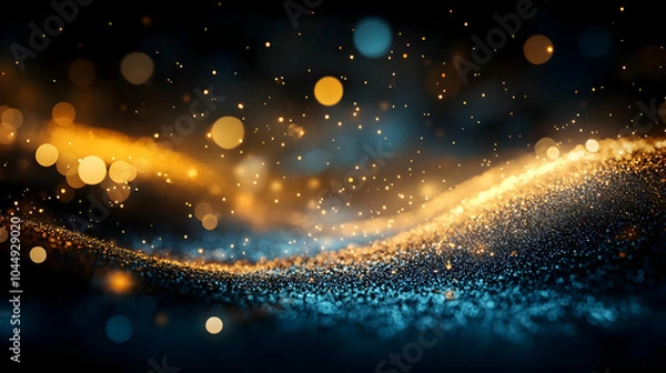 Fototapeta Abstract Blue and Gold Glitter Background