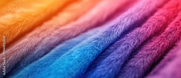 Fototapeta Vibrant multicolored fur texture, showcasing a blend of colors in soft plush fabric.
