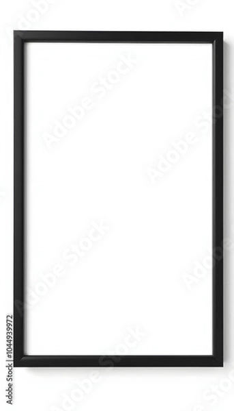 Fototapeta Picture poster frame isolated black frame. Blank portfolio mockup A-standard size format isolated with white highlights, png