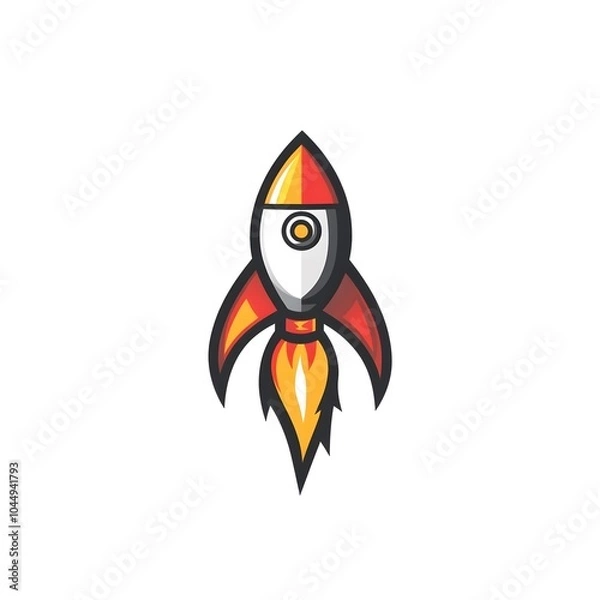 Fototapeta isolated Flying Space Rocket Launch flight innovation Icon Symbol Logo 