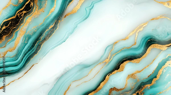 Fototapeta Abstract Background - Blue and Gold Swirls