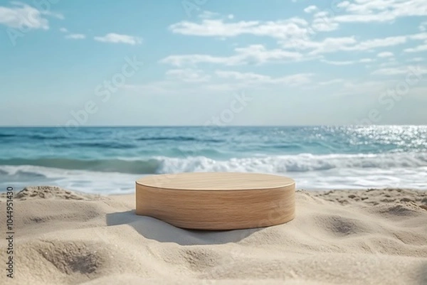 Obraz Wooden Platform on Sandy Beach with Ocean View