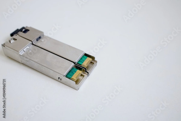 Fototapeta optical transceiver modules on a plain background