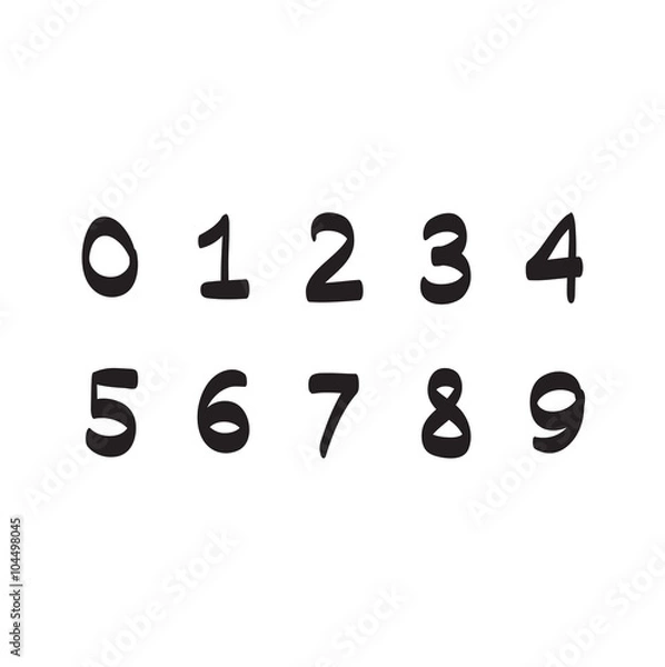 Fototapeta Numbers hand drawn vector set icon