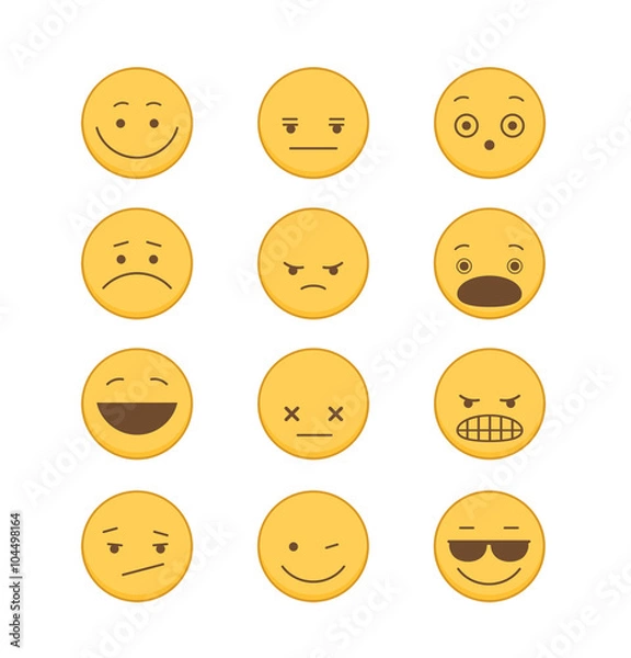 Fototapeta Set of Emoticons in Flat Style