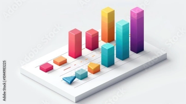 Fototapeta Colorful 3D Bar Chart