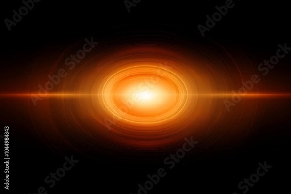 Obraz A bright orange light shines in the center of concentric circles, radiating outwards against a black background.