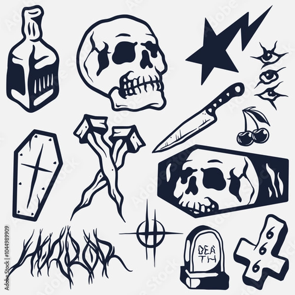 Obraz hand drawn horror elements collection