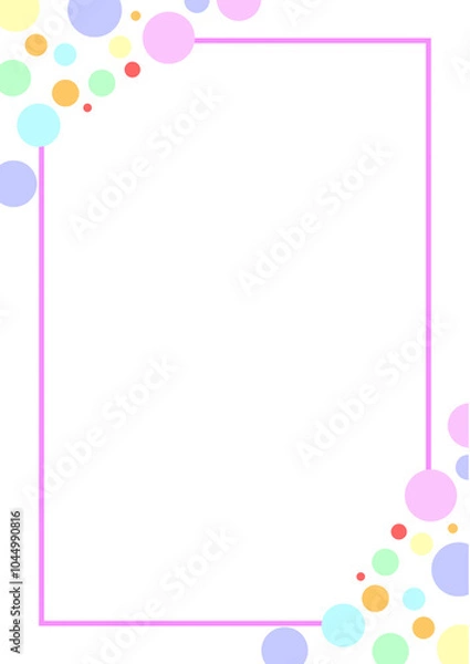 Fototapeta pink border frame with color pastel balloons
