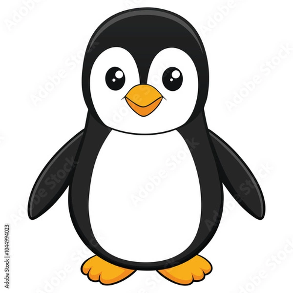 Fototapeta Simple happy penguin. Cute penguin vector illustration