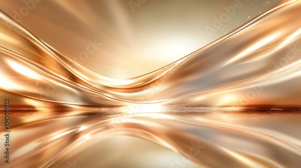 Fototapeta Golden Abstract Background with Waves and Light