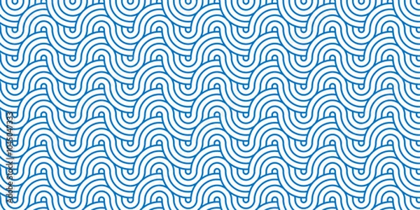Fototapeta 	
Abstract Overlapping Pattern. Seamless geometric ocean spiral pattern and abstract circle wave lines. blue seamless tile stripe geomatics create retro square line backdrop pattern background.