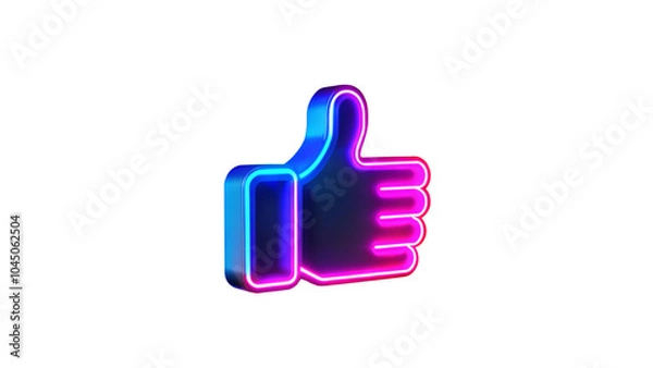 Obraz Glowing 3D thumbs-up icon with vibrant colors, designed for digital media projects and social interactions