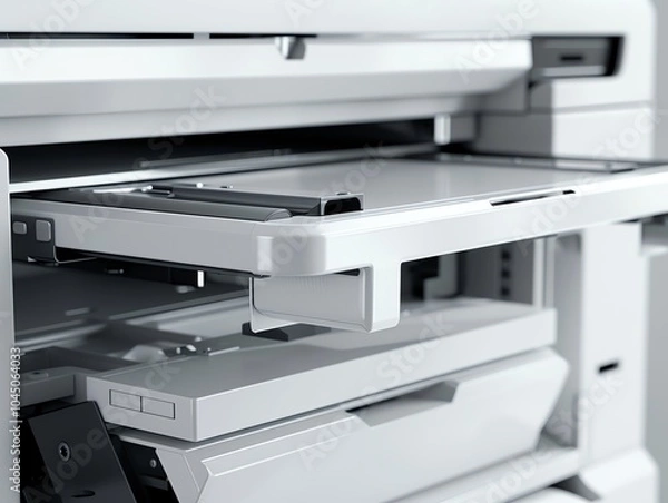 Fototapeta A copier with a detailed view of its output tray