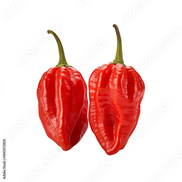 Fototapeta A fresh Ghost pepper isolated on transparent background, PNG