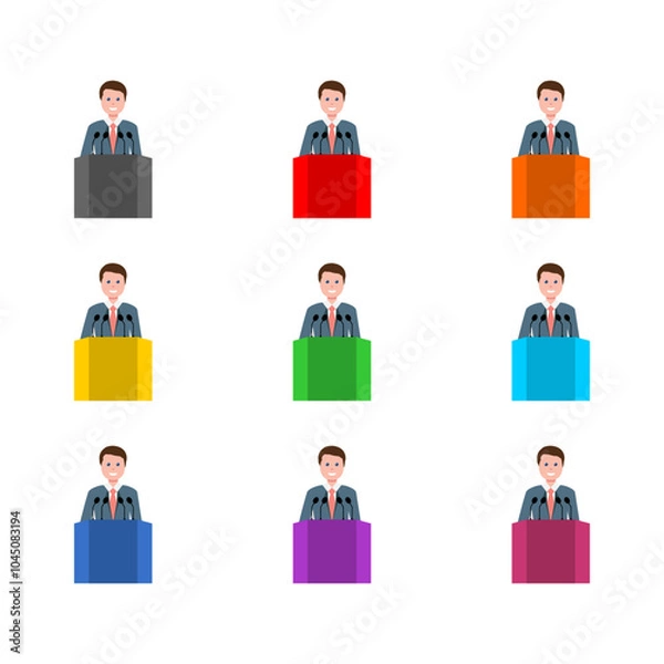 Fototapeta Business man on podium icon isolated on white background. Set icons colorful