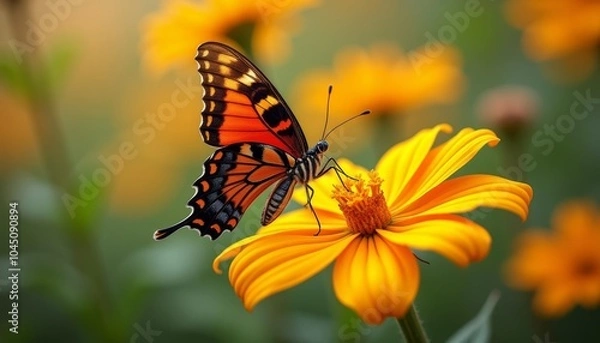 Fototapeta  Butterflys delicate dance with natures vibrant bloom